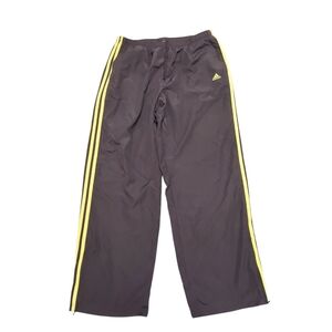 Adidas Black Track Pants with Yellow Stripes, Ankle Zip, T2k, Size Xl